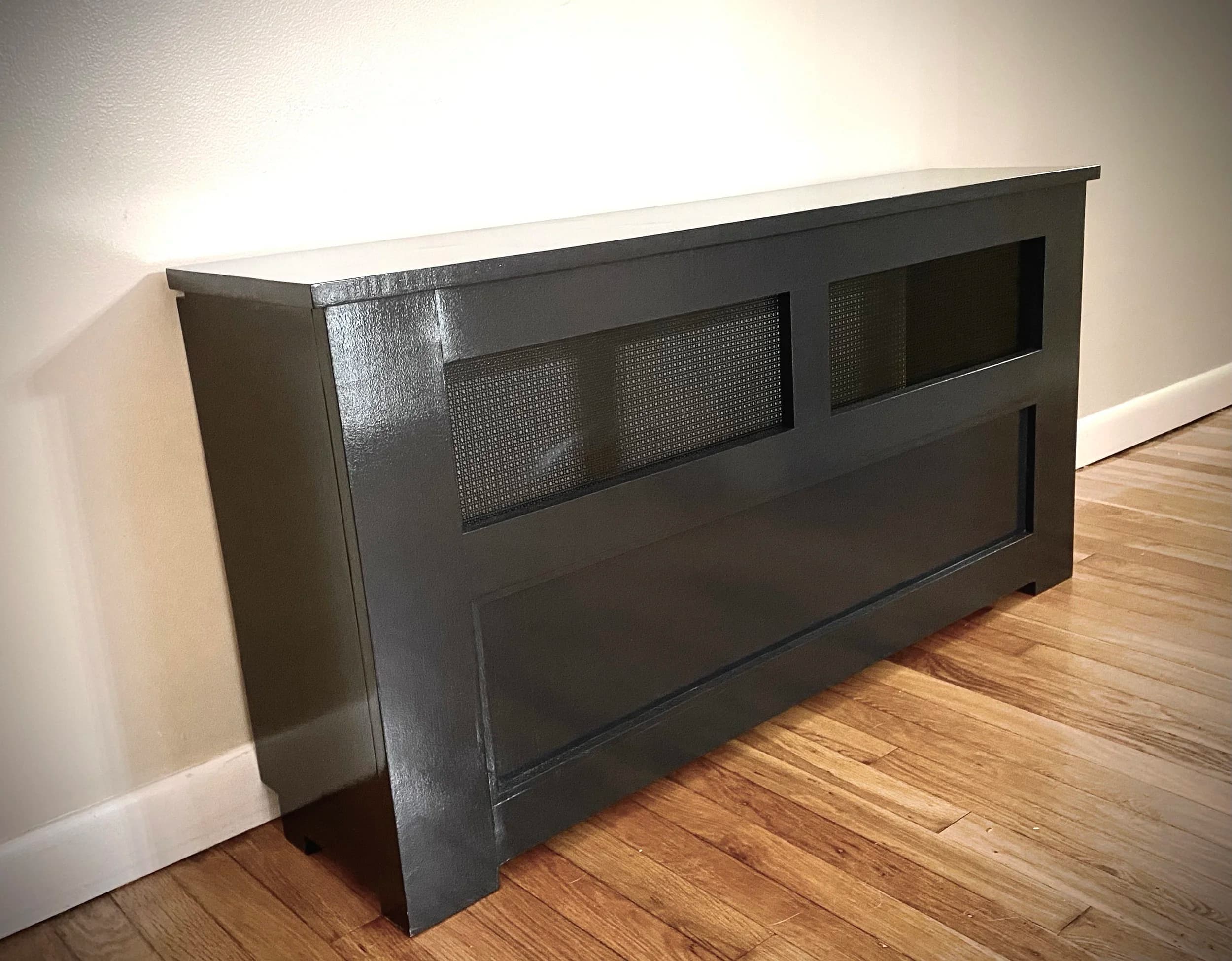 Charcoal Pierce radiator cover with mesh insert